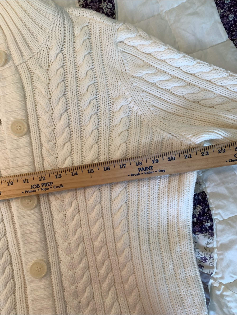 St. John's Bay Cream Cable-Knit Button Cardigan - Picture 9 of 13